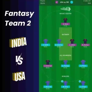 Fantasy Team 2 For India vs USA T20 World Cup 2024