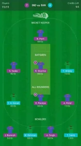 Fantasy team 3 for India vs Bangladesh